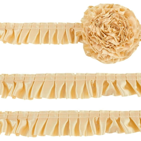 1set 10M Polyester Ruffled Trimming for Clothes Lolita Costume Accessories golden 1-5/8 inch(40mm)