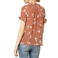 thumbnail image 4 of MODA NOVA Junior's Floral Tie Neck Ruffle Short Sleeves Blouse Top Coral M, 4 of 6