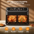 thumbnail image 4 of 10QT Air Fryer Oven Dual Basket, SYNC Match Cook, Independent Dual Controls, 7 Food Presets, Roasting, Baking, Reheating, 1700W LED Color Display, 4 of 8