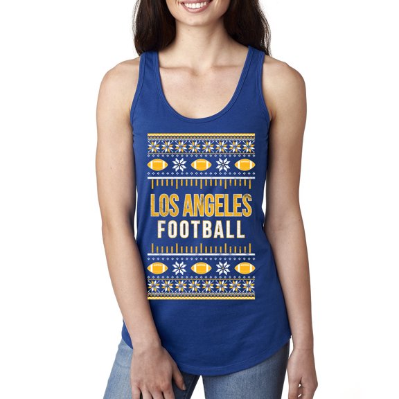 Wild Bobby City of Los Angeles LAR American Football Fantasy Fan Sports Women Racerback Tank Top, Royal, Small