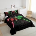 thumbnail image 3 of Castle Fairy Children Gradient Video Game Twin Comforter Sets,Green Red Ombre Bedding Set, 3 of 8