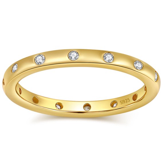 Celesta Eternity Rings for Women Stackable Wedding Bands CZ 2mm Sterling Silver Ginger Lyne