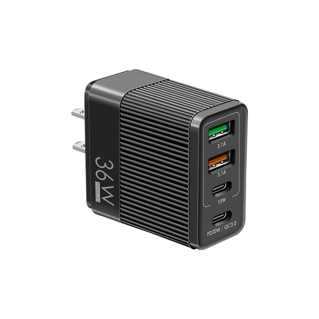 36W Fast Charging Mobile Phone Charger 5V4A European and British 2PD+2USB Port Adapter Charging Head