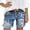 Blue, variant on Trendfront Womens Slim Fit Distressed Printed Patchwork Cut-off Shorts Stretchy Denim Style Shorts Fashion Summer Outfits Casual Bottoms