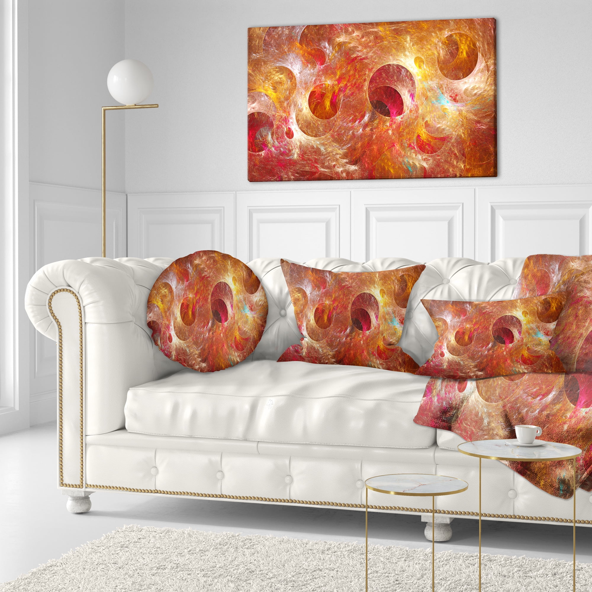 Designart Red Yellow Circles Texture - Abstract Throw Pillow - 12x20