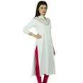 thumbnail image 3 of Bimba Womens 3/4 Sleeve Straight Kurti Casual Fancy Kurta Blouse White Tunic, 3 of 6