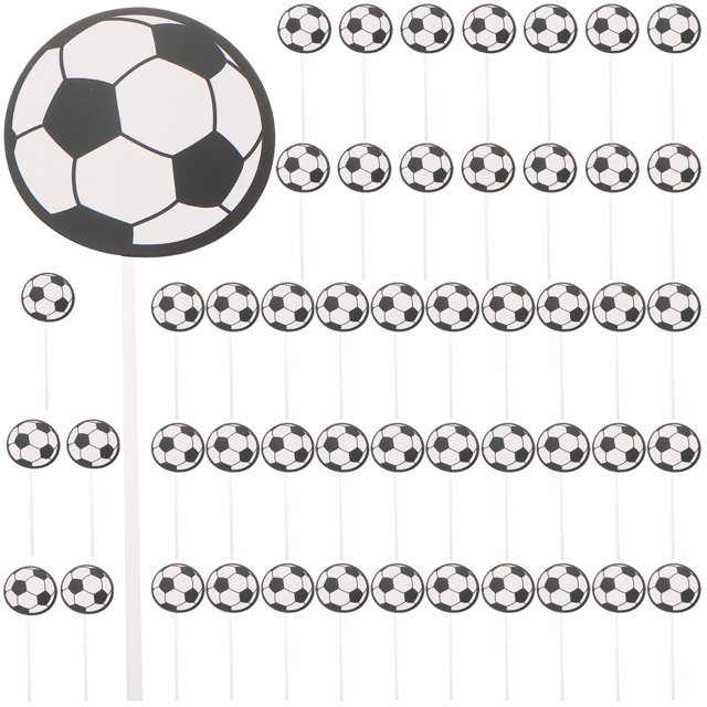 KAKOWELY 50 piezas de adornos para cupcakes de fútbol, palillos para cupcakes de fiesta temática, palillos para tartas de fiesta temática