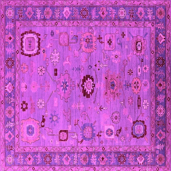 Ahgly Company Indoor Square Oriental Pink Industrial Area Rugs, 4' Square