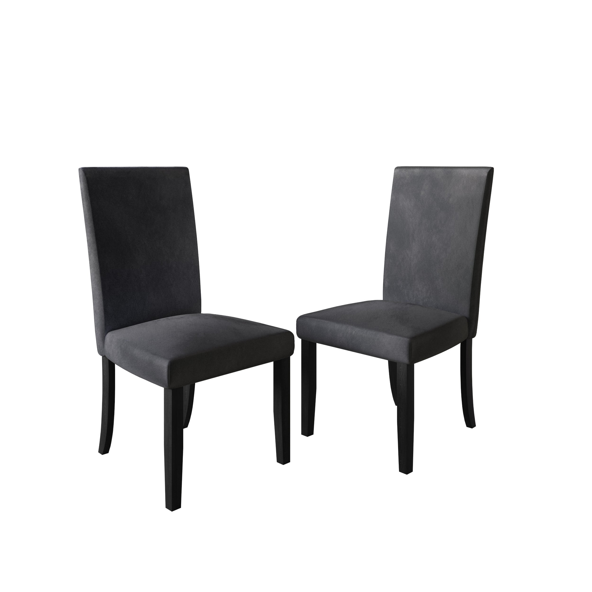 Home Design Skokie Dining Chair (Set of 2), Black/Dark Gray, Parsons style, Cushioned seat and back, Comfortable seating, Sturdy frame, Modern design, Durable construction