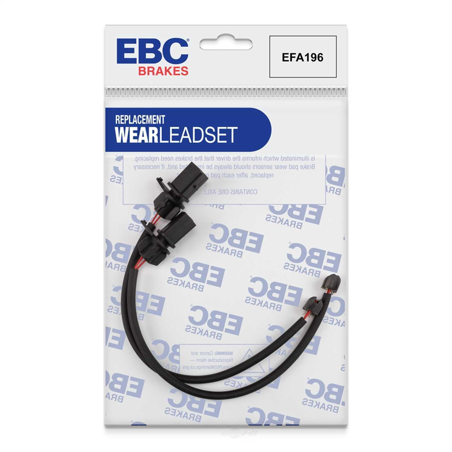 EBC Brakes EFA196 Brake Wear Lead Sensor Kit, For FMSI Pad No. D1663 Vented 5 Bolt Holes 345mm Dia