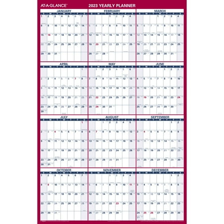 AT-A-GLANCE 2023 Vertical Horizontal Erasable Yearly Wall Calendar  Reversible  Extra Large  48  x 32