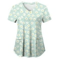 thumbnail image 5 of felwors Printed Scrub Tops Women V Neck Short Sleeve Plus Size Scrubs for Womens Nursing Uniforms Shirts with Pockets (Light Green, XXXL), 5 of 5