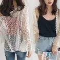 thumbnail image 5 of BOOYOU Women Flare Long Sleeve Shrug Cardigan Hollow Out Crochet Knitted Open Front Sheer Lace Cover Up Sweater Loose Outwear, 5 of 19