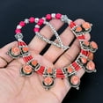 thumbnail image 4 of Red Coral Statement Boho 925 Sterling Silver Tibetan Nepali Necklace 18" VJ 6956, 4 of 5