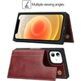 thumbnail image 2 of for iPhone 12 Mini Luxury PU Leather Case with Card Holder,[3 Card Slots],Double Magnetic Clasp Stand Function Back Wallet Case Flip Durable Protective Case for iPhone 12 Mini 5.4",Wine Red, 2 of 16