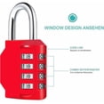thumbnail image 2 of [2 Pieces] 4-Digit Combination Padlock, Waterproof Combination Lock, Waterproof Metal and Plated Steel Combination Clasp - Red, 2 of 5