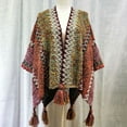 thumbnail image 5 of Women's Soft Knit Shawl Tassel Fringed Wrap Color Block Cardigan Sweater, 5 of 5