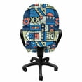 thumbnail image 3 of Ethnic Office Chair Slipcover, Print with Folk Traditional Motifs Hand Drawn Style Indigenous Art Elements, Protective Stretch Decorative Fabric Cover, Standard Size, Multicolor, by Ambesonne, 3 of 5