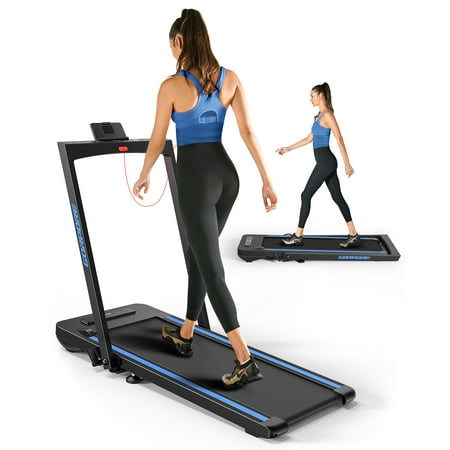GORPORE 2 in 1 Under Desk Treadmills, 2.5HP Folding Electric Treadmill with Dual LED Display & Remote Portable Walking Jogging Running Machine for Home Office Apartment