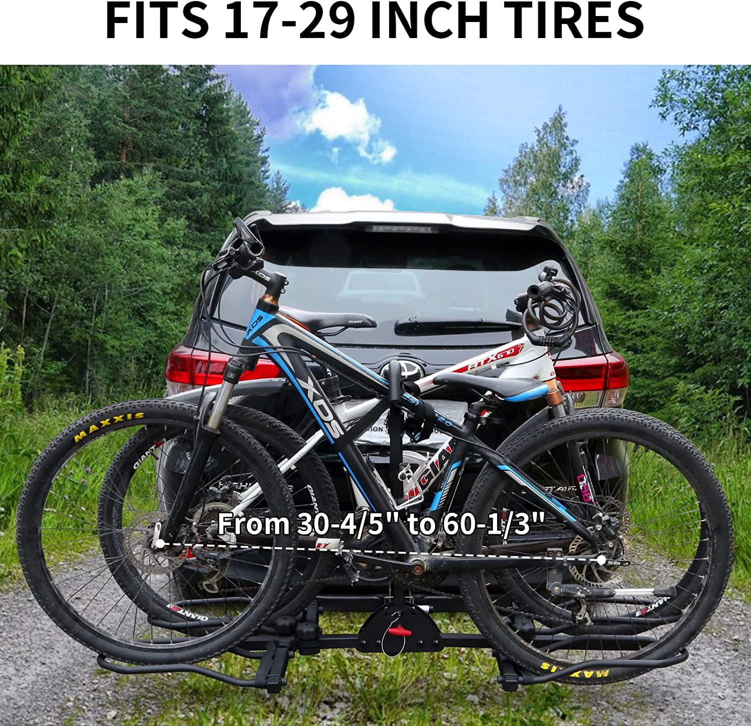 1AutoDepot Hitch-Mounted Bike Rack, 120 lbs Wobble Free Smart
