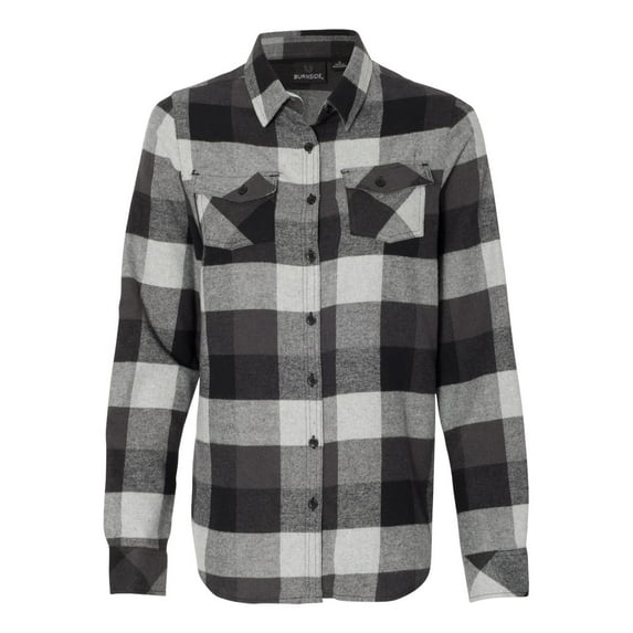 Burnside 5210 Women's Yarn-Dyed Long Sleeve Flannel Shirt - Black - Large
