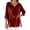 Z-Red631, variant on Women's Blouse Loose Fit Cowl Neck Three Quarter Sleeve Solid Color Side Slit Casual Tee Spring Fall Cozy Female Tops