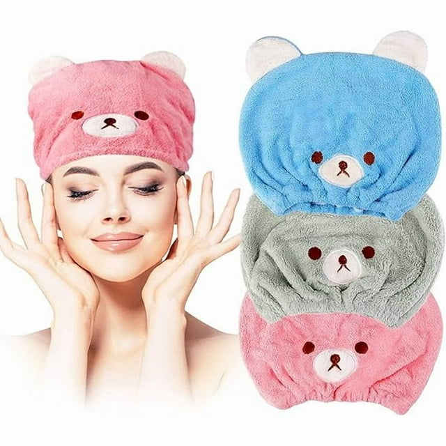 wonima11 3Pcs Hair Drying Towel for Kids Girls Soft Absorbent Kids Dry Hair Cap Kids Hair Towel Wrap Head Towel Wraps for Kids