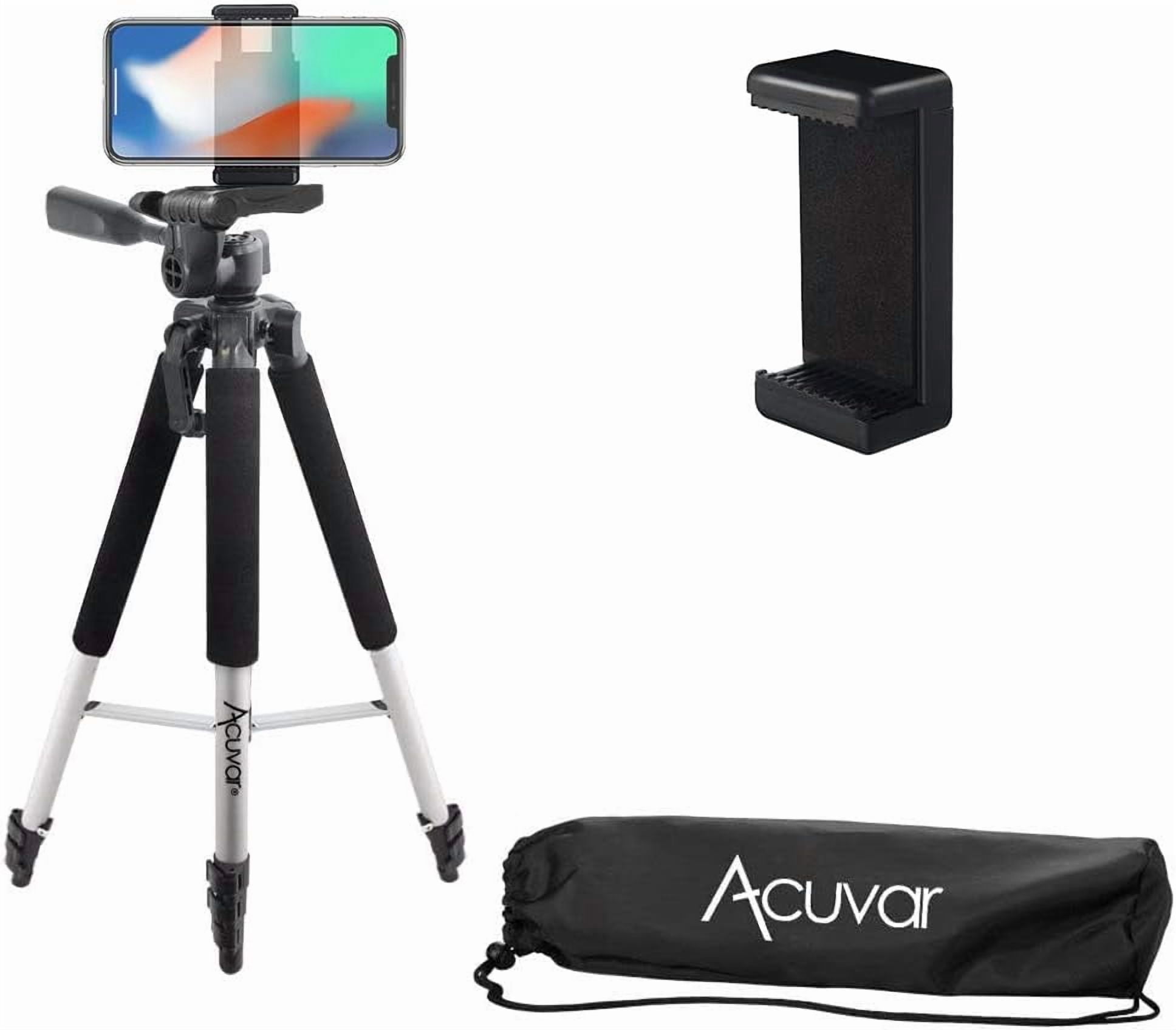 Acuvar 57" inch Pro Series Tripod and Acuvar Universal Smartphone Mount for All iPhone and Android Smartphones