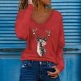 thumbnail image 3 of Aayomet Shirts For Women Women's Long Sleeve Crew Neck Cute Tunic Color Block Tops,Red L, 3 of 4