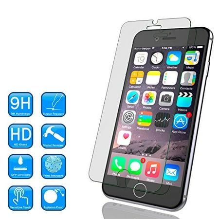 iPhone 6/6s Plus Screen Protector, Punkcase Glass SHIELD iPhone 6/6s Plus Tempered Glass Screen Protector 0.33mm Thick 9H Glass Screen Protector