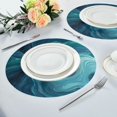 thumbnail image 6 of Round Placemats Set of 1 Heat Resistant Washable Kitchen Table Decorations 15.4in Dark Blue Ocean Waves, 6 of 7