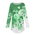 thumbnail image 4 of DPTALR Blouses d'Automne à Col Rond Imprimé pour Femmes Manches Longues Smockées, 4 of 5