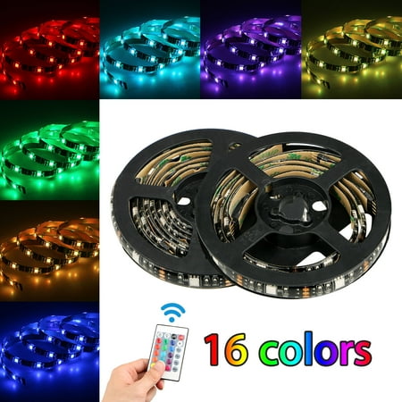 4 Pack Accents TSV RGB LED Light Strip Accent Kit, 4 Pack Pre-Cut 20+40 Inch LED Strips with IR Remote Control Power by USB for Under Cabinet TV Lights &More ()