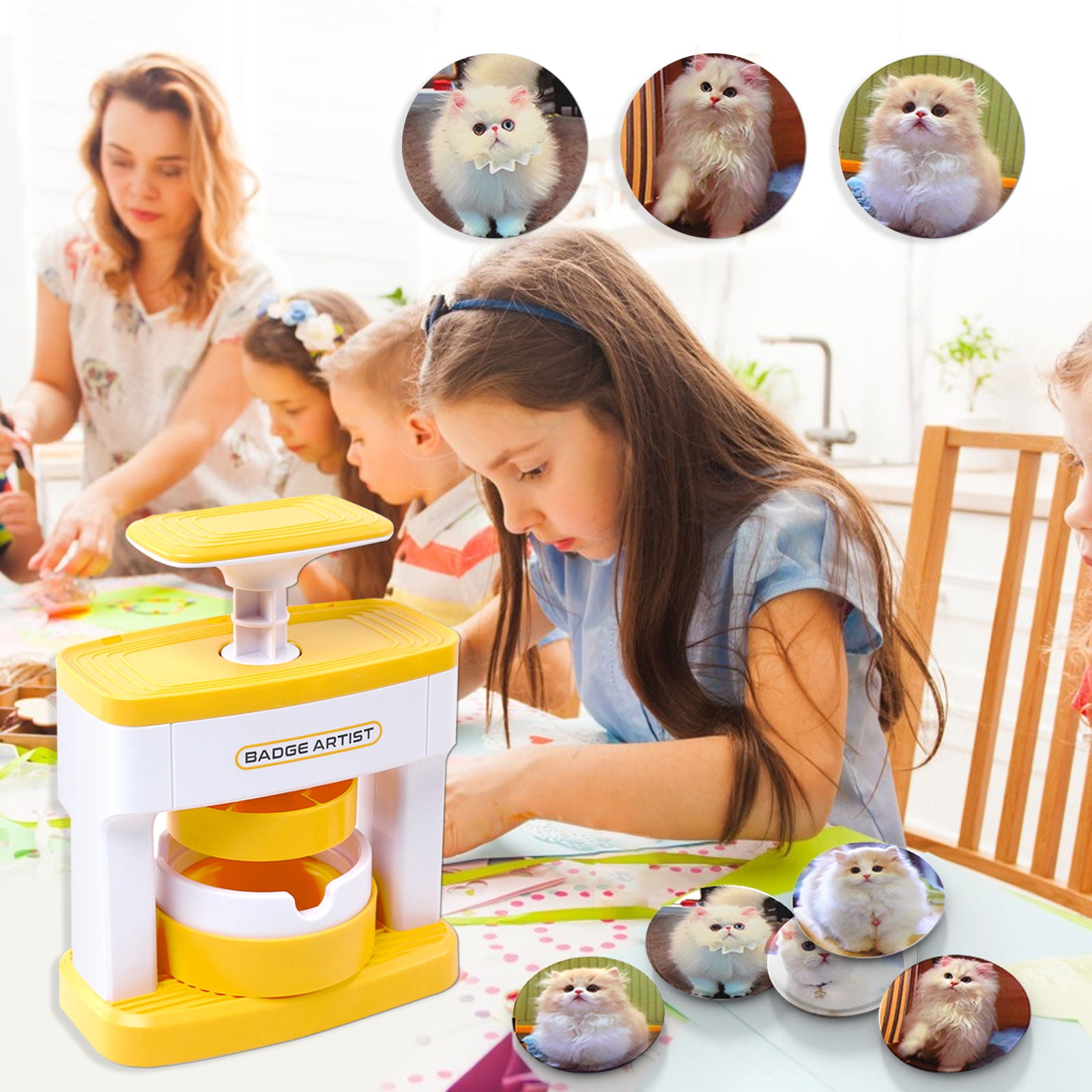 Button Maker Machine, 2.16 inch/55mm Pin Maker Machine with 24pcs Button Parts, DIY Badge Brooch Pin Making Machine for DIY Gifts and Christmas