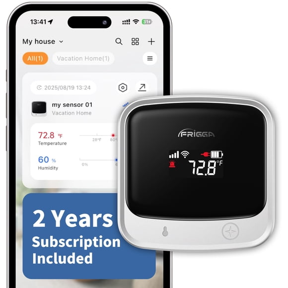Monitor celular 4G de temperatura y humedad Frigga con alertas por app