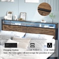 thumbnail image 3 of Veanerwood Full Platform Bed Frame with Headboard, LED Lights and Power Strip, for Bedroom, Brown, 3 of 9