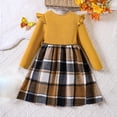 thumbnail image 6 of (8-12 Years) Round Neck Ruffle Knit Long Sleeve Patchwork Plaid Hem Dress Dress Girl Dress Sandals, 6 of 6
