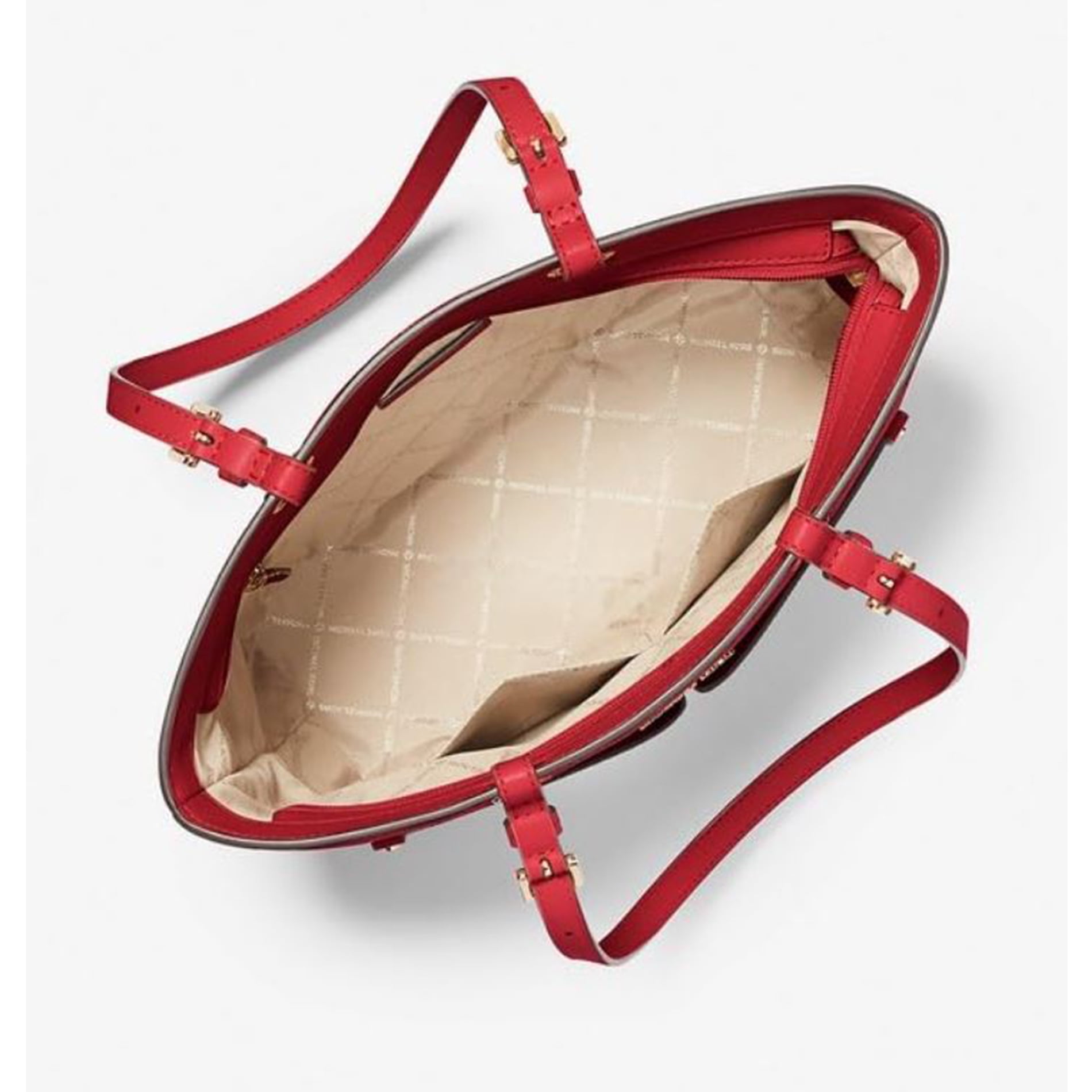 Michael Kors Women’s Jet Set Travel Medium Double Pocket Tote Bag, Bright Red
