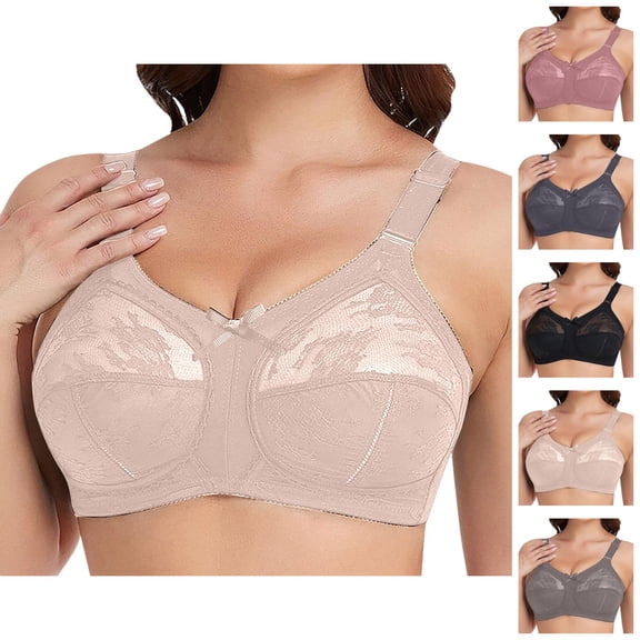 Wireless Bras for Women Plus Size Lace Bow Center Full Coverage No Underwire Bralettes Everyday Bra