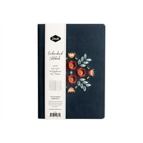 Denik Evelynn - Journal - 5.75 in x 8.27 in - 72 sheets / 144 pages - cream paper - ruled - floral pattern - blue cover - vegan suede