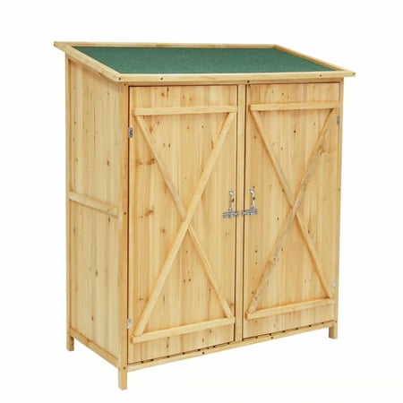 Kinbor Outdoor Garden Storage Shed Wood Cabinet Tools Organizers