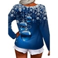 thumbnail image 3 of Grianlook Women Fashion Long Sleeve Tops Zipper Christmas Print Pullover Vacation V Neck T Shirt Blue L, 3 of 3