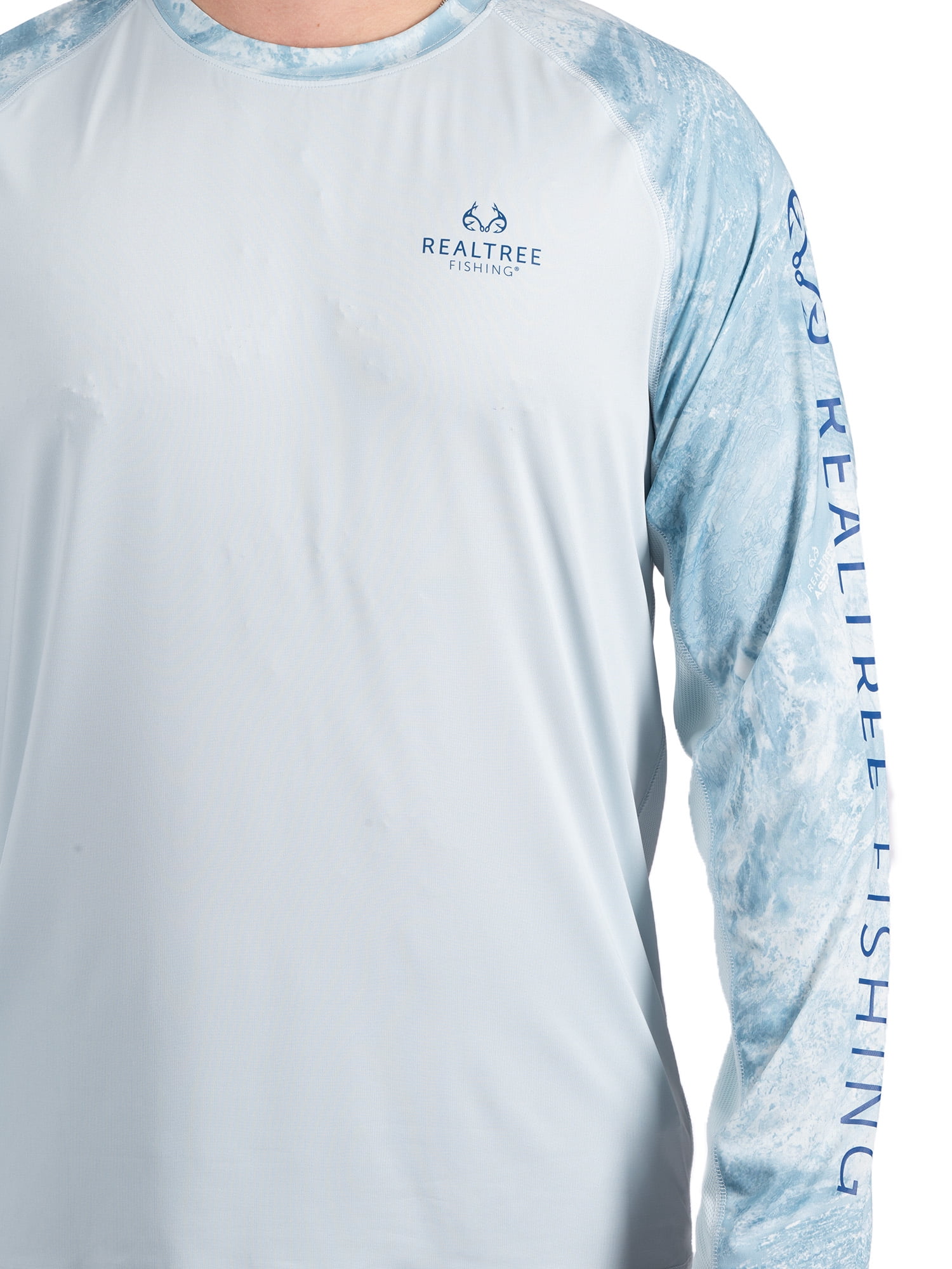 Realtree Men's Long Sleeve Fishing Tee, Athletic Performance Swim Shirt in Sea Fog, Sizes S-3XL