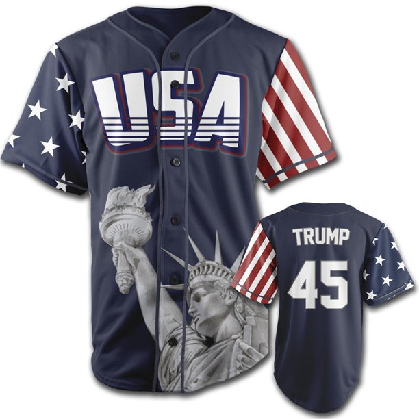 BLUE TRUMP 45 BASEBALL JERSEY