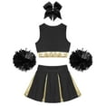 thumbnail image 3 of Miaeowve Tenue d'Uniforme de Cheer pour Filles du Secondaire pour Fête Musicale Vêtements de Cheerleading avec Pompons A Noir 14, 3 of 4