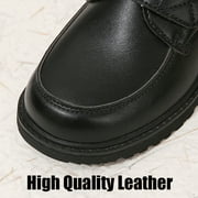 Boy School Shoes Kids Oxford School Uniform Loafer Girls Church Dress Shoes Black Leather Hook and Loop Comfort Boys Tainers Size 1 Little Kid Black 32