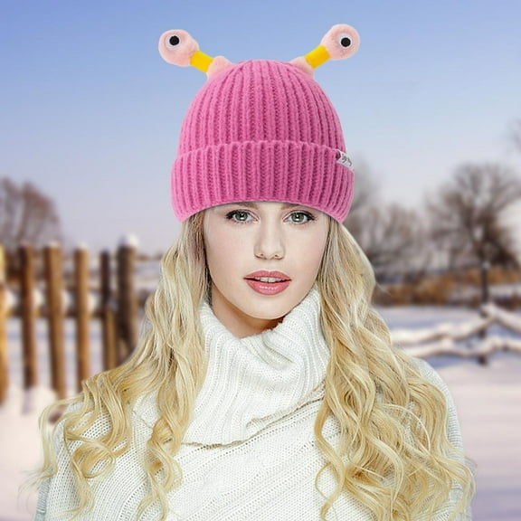 Cute Little Monster LED Knit Beanie, 2025 Winter Funny Knitted Hat, Cute Glowing Little Monster Knit Hat for Women Girl, Limited Time Offer Under 10 Dollars