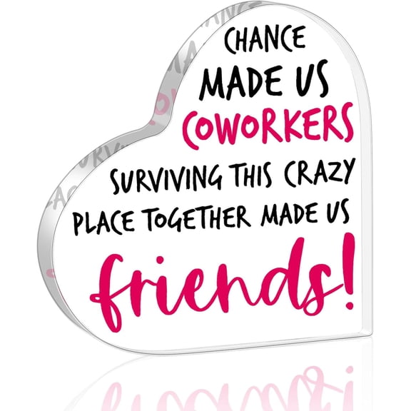 Celebrate Coworker Bonds Heart Shaped Acrylic Decor for Men Women, Heartfelt Leaving Resignation Farewell for Home Room Office Desk Bookshelf Bedroom Nightstand, 4 x 4 Inch