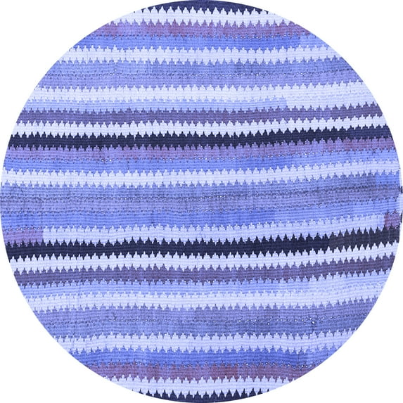 Ahgly Company Machine Washable Indoor Round Southwestern Blue Country Area Rugs, 4' Round