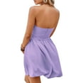 thumbnail image 5 of Summer Women's Strapless Mini Dress Sleeveless Smocked A Lined Bubble Wedding Club Party Dress, 5 of 6